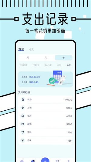 懒人记账本是一款方便易用的手机记账应用。懒人记账本设计简洁，操作简单，用户无需花费过多时间学习如何使用，即可快速上手。软件支持多种记账方式，包括支出、收入、转账等，用户可以根据自己的需求选择合适的记账方式。用户可以对支出和收入进行分类管理，如餐饮、购物、交通、工资等，以便更清晰地了解自己的消费和收入情况。